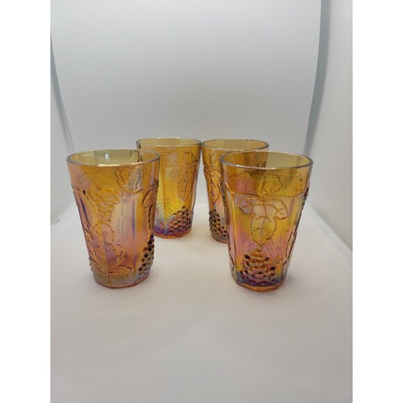Carnival Glass Juice Glasses Set Of 4 - Picture 1 of 15